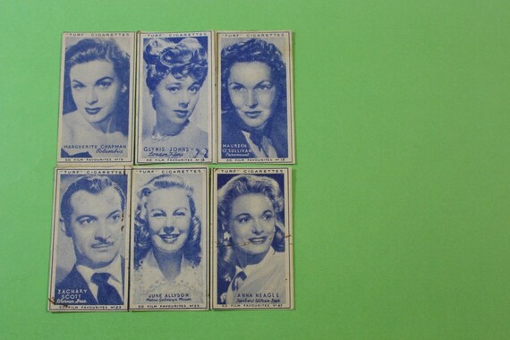 Vintage 1948 Film Favourites Cigarette Cards, Carreras Turf Set