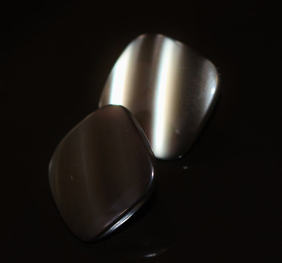 Vintage Pierced Earrings Grey-Silver Lucite Pearl… - image 9