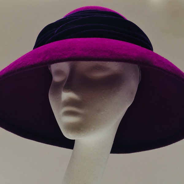 Beautiful classic Audrey Hepburn style quality felt and velvet hat.  Perfect for a winter wedding.