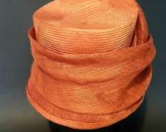 Studio Clearance Sample Sale - Glorious Copper coloured Cloche Hat with Pink Tones.  Art Deco