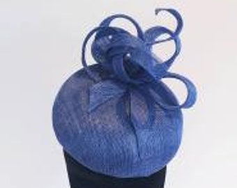 Sinamay Straw Beret Perch Pillbox Classic Wedding Races Easy to Wear Hat in any colour (such as navy black red blue pink green brown grey