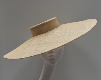 Stunning Simple Paris Pancake Boater Hat - Audrey Hepburn My Fair Lady inspired Wedding, Ascot Hat  Available in colour of your choice.