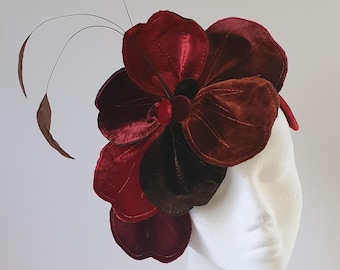 Single Colour Headpiece Fascinator Headband  Sumptuous Silk Velvet in Colour of your Choice (not multicoloured as photos) Winter Wedding Hat