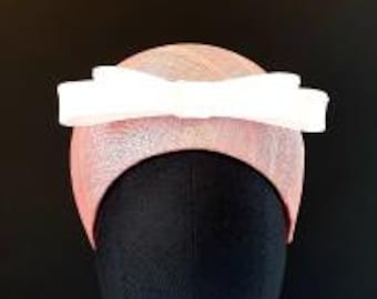 Pink halo headband crown occasion hat with simple classic bow trim