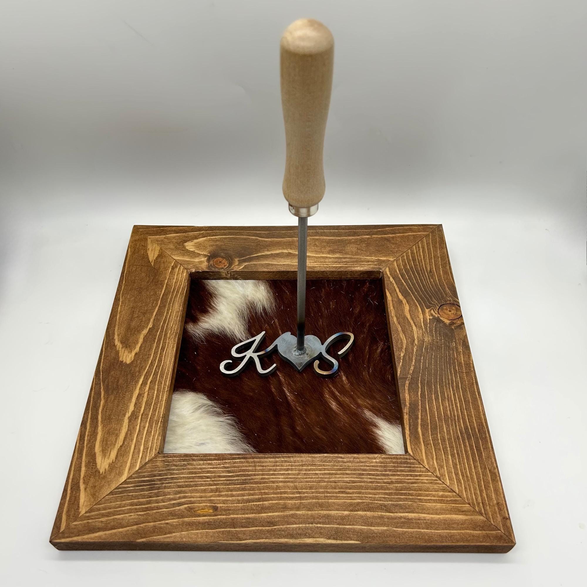 Cowhide Wedding Frame & Custom Branding Iron: Rustic Ceremony Decor - Etsy