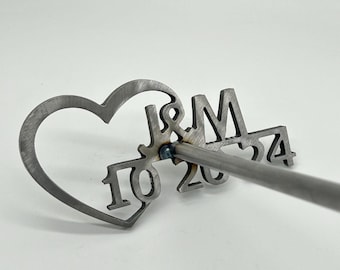 Custom Country Wedding Branding Iron - Personalized Initials, Date & Heart - Perfect for Rustic Ceremony Décor