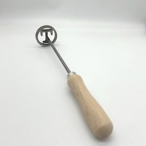 Steel Initial Branding Iron: Custom Letter in Circle, Wood & Leather