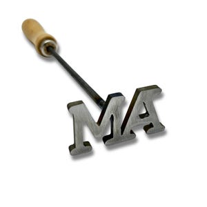 Custom 2 Letter Branding Iron for Meats, Steak, BBQ, Leather, and Wood