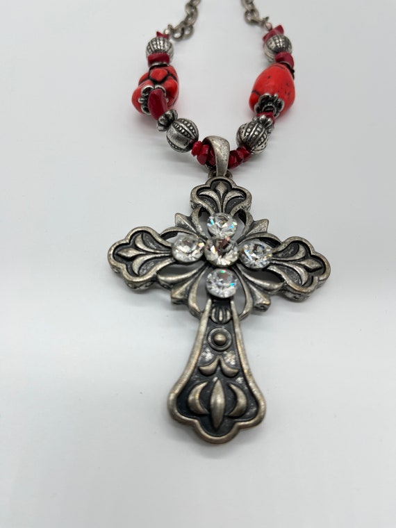 house Faux Red Cross Necklace - image 1