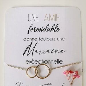 Carte demande marraine amie avec dorure + bijou en acier inoxydable
