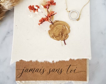 Witness request card + "save the date" calendar + rhinestone bracelet