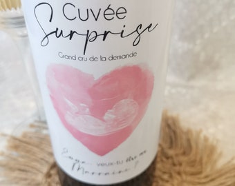 Request Godmother - Label bottle of wine "Cuvée surprise" with personalized ultrasound