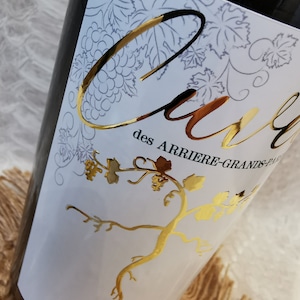 Pregnancy announcement. Wine bottle label "Cuvée des Grands-parents"