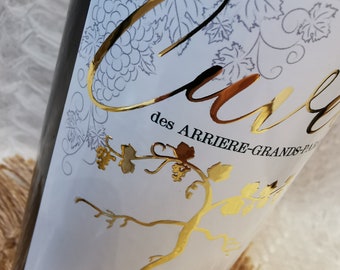 Schwangerschaftsankündigung. Weinflaschenetikett „Cuvée des Grands-parents“