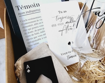 Personalized beer glass witness box - card - bottle opener and frame