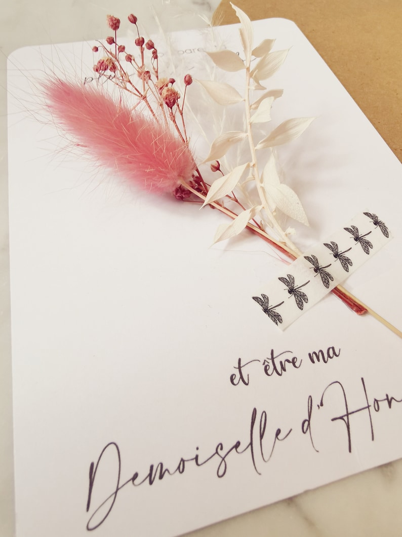Carte demande Demoiselle d'honneur avec fleurs séchées image 2