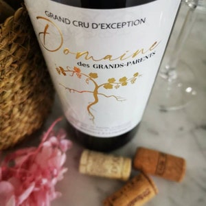 Annonce grossesse. Etiquette bouteille de vin Domaine des Grands-parents image 2