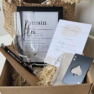 Personalized Beer Glass Godfather Box - Bottle Opener and Frame