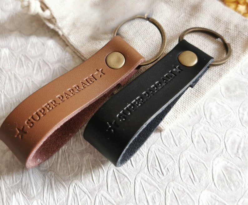 Personalized Godfather beer glass box bottle opener and leather key ring image 4