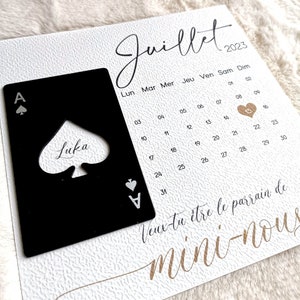 Carte demande  Parrain personnalisée + décapsuleur métal As de pique