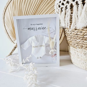 Mini-us Godmother request frame with printed mini-bodysuit