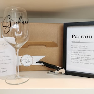 Personalized Godfather wine glass box - sommelier and frame