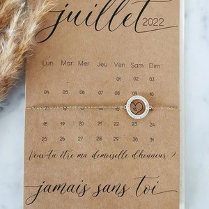Carte demande Demoiselle d'honneur personnalisable + calendrier "save the date" + bracelet strass