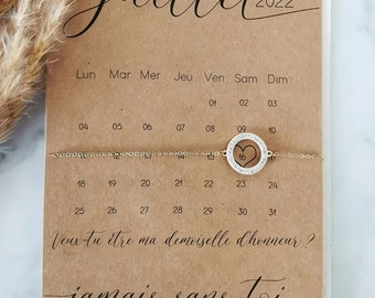 Carte demande Demoiselle d'honneur personnalisable + calendrier "save the date" + bracelet strass