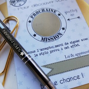 Carte à gratter Parrain top secret + stylo