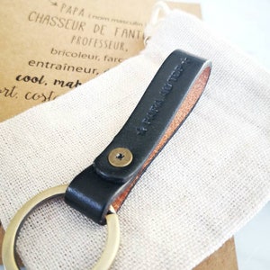 Porte-clé cuir Papa au Top + carte Papa définition