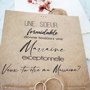 Customizable godmother request card (for your sister) + gold stainless steel jewelry