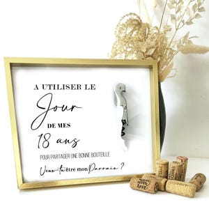 Cadre demande Parrain Urgence avec tire-bouchon de sommelier