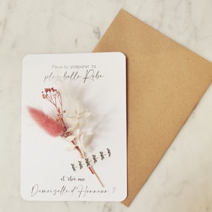Carte demande Demoiselle d'honneur avec fleurs séchées
