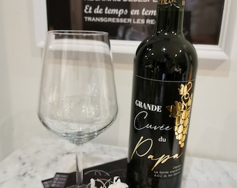 Annonce grossesse. Etiquette bouteille de vin "cuvée du Papa"