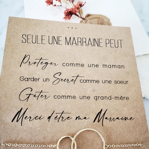 Carte merci marraine personnalisable + bijou doré en acier inoxydable