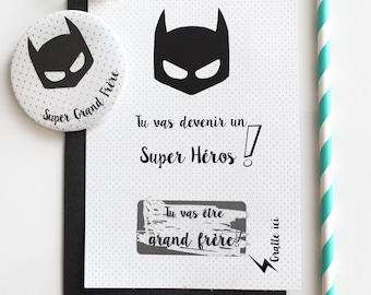 Pregnancy announcement to big brother. superhero scratch card