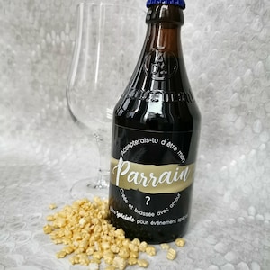 Demande Parrain- étiquette pour bouteille de bière