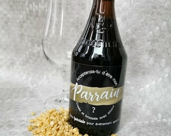 Demande Parrain- étiquette pour bouteille de bière