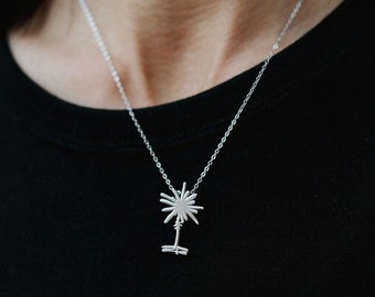 South Carolina Palmetto Tree Necklace Pendant Sterling Silver Women's Gift Jewelry Mothers Day Teacher