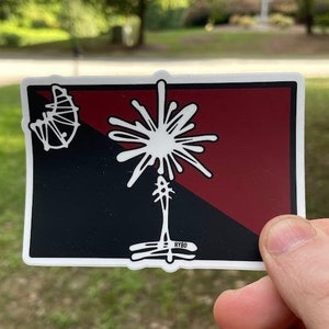 South Carolina Garnet & Black Palmetto State Flag Sticker | College Football Decal