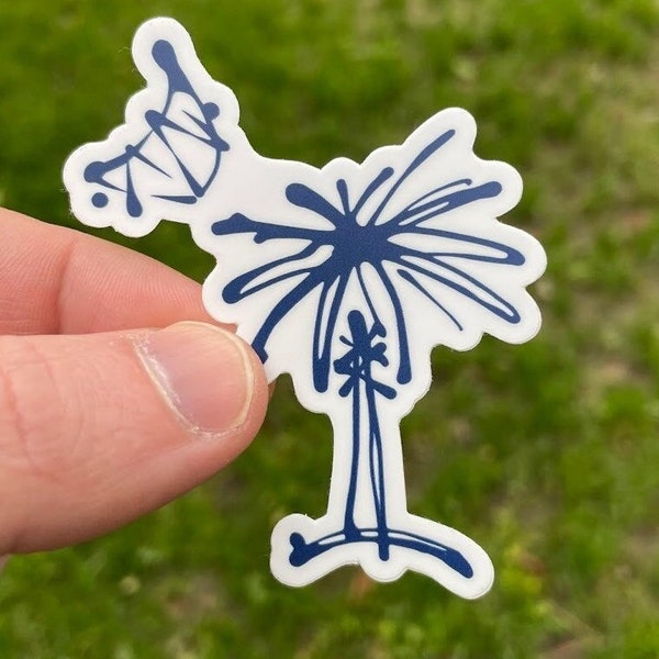 South Carolina White & Navy Palmetto Tree Sticker