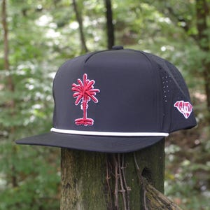 South Carolina Palmetto Tree Embroidered Snapback Polyester Rope Hat | Football Gift Garnet Black