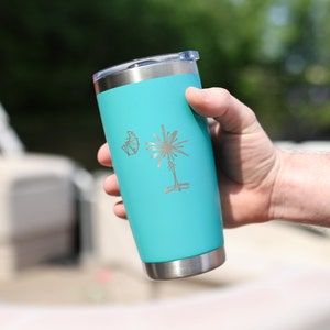 20oz Stainless Steel South Carolina Palmetto Tree Tumblers | Gifts Home Wedding Bachelor Bachelorette