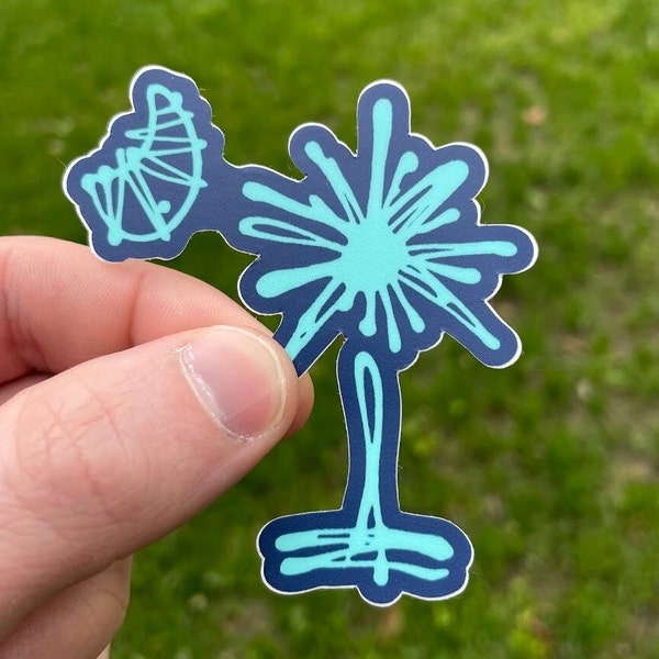 South Carolina Blue & Teal Palmetto Tree Sticker