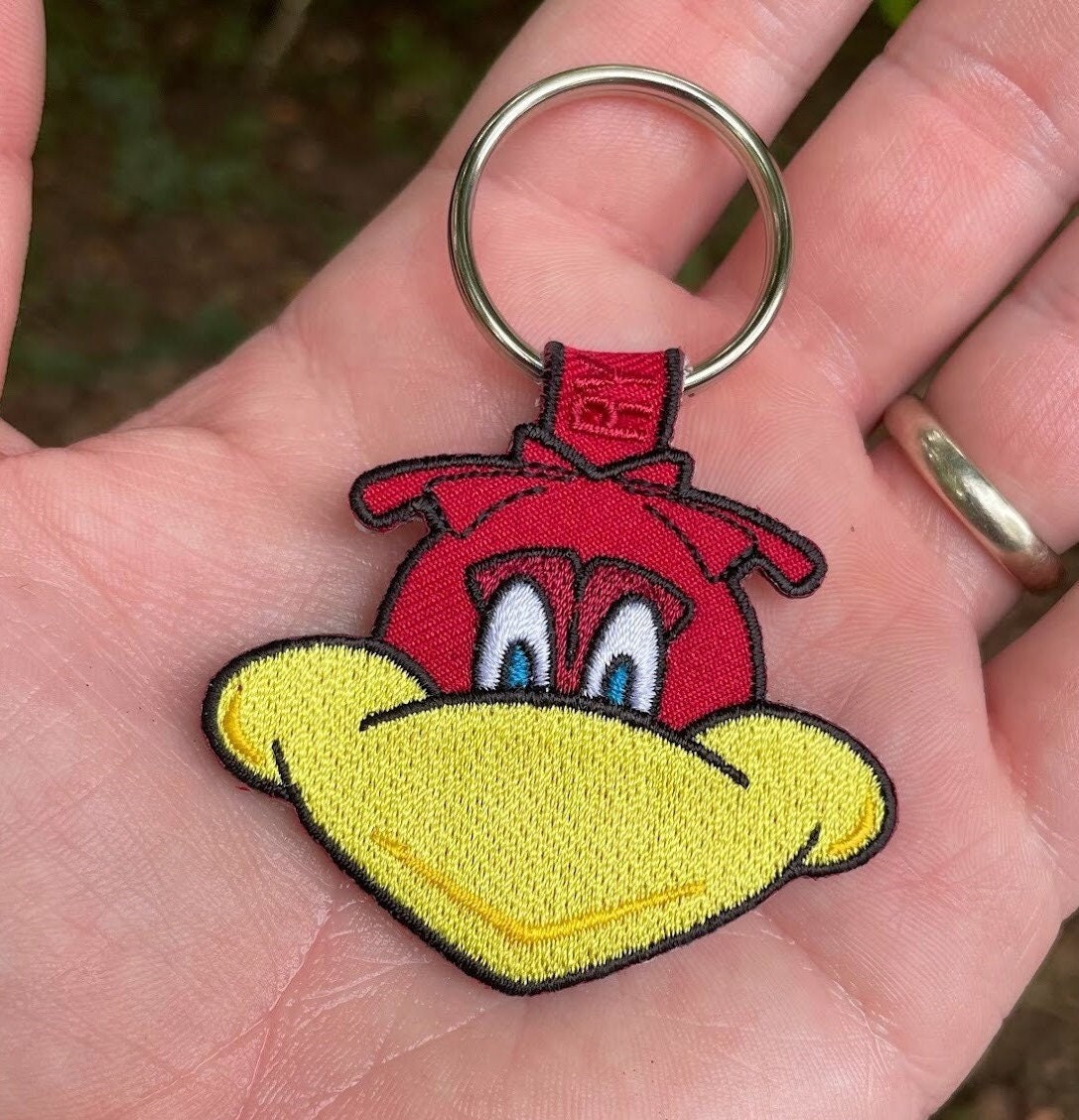 Cute Cartoon Rooster Animal Embroidered Keychain | Gifts Accessory Kids Bookbag Keyring Keys