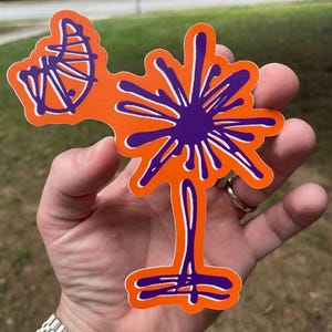 JUMBO South Carolina Orange & Purple Palmetto Tree Sticker