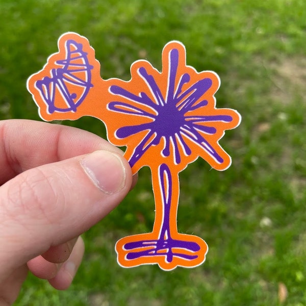 South Carolina Clemson Tigers Orange & Purple Palmetto Tree Sticker