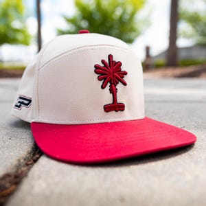 Limited Edition South Carolina Player Designed Palmetto Tree Embroidered Snapback Hat | Baseball College Two Tone Garnet
