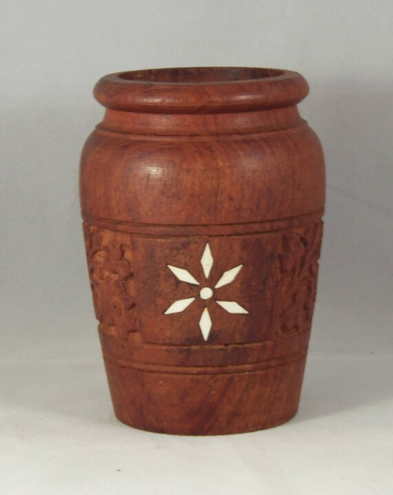 Vintage Rosewood Vase Vase From India Handcarved Wood Vase Etsy