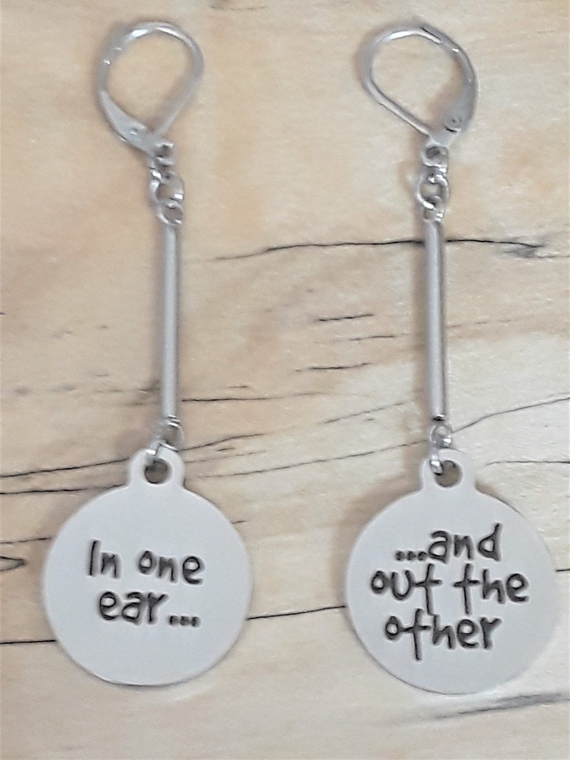 Fun Quote Earrings in One Ear...and Out the Other on Etsy